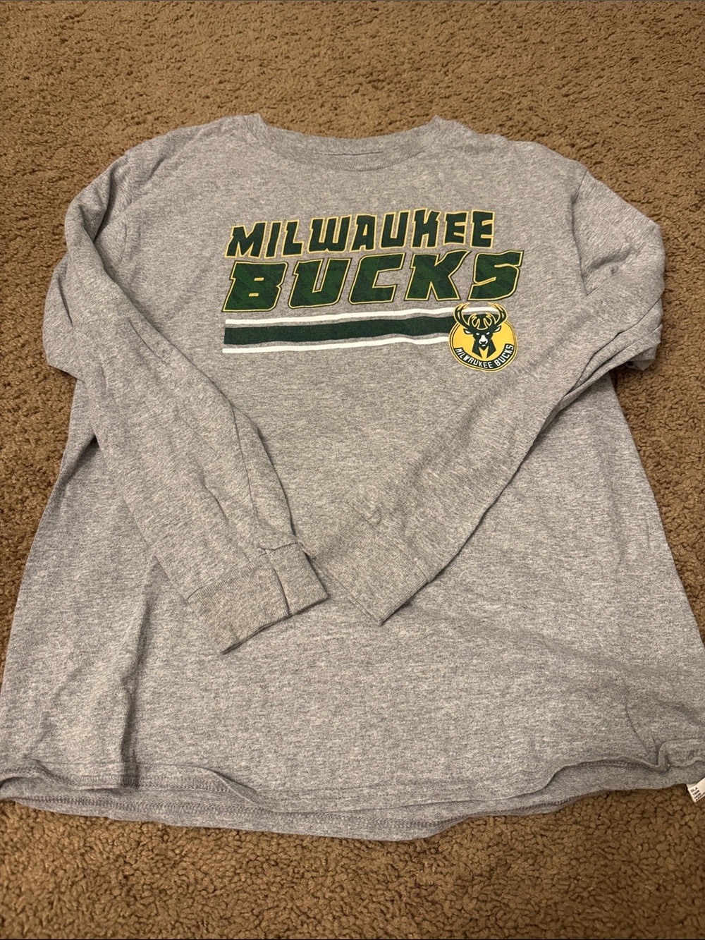 NBA Grey Tee with Green and Yellow Team Print